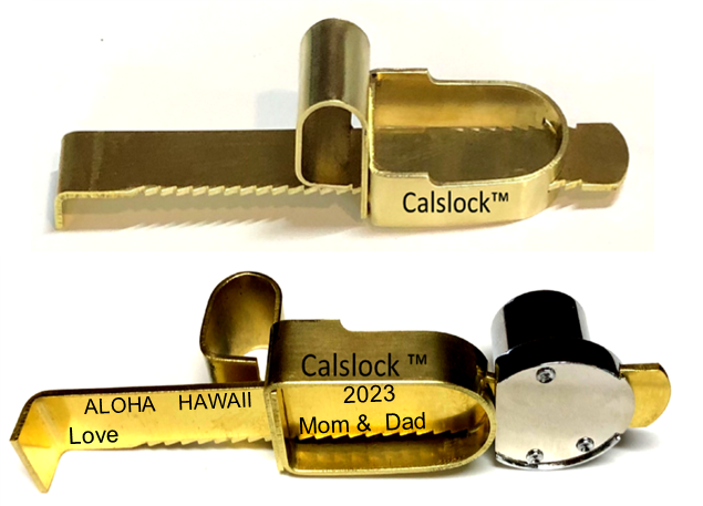 Calslock engraved shown in use